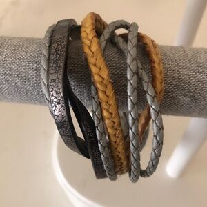 Women’s grey tan wrap twist bracelet magnetic clasp